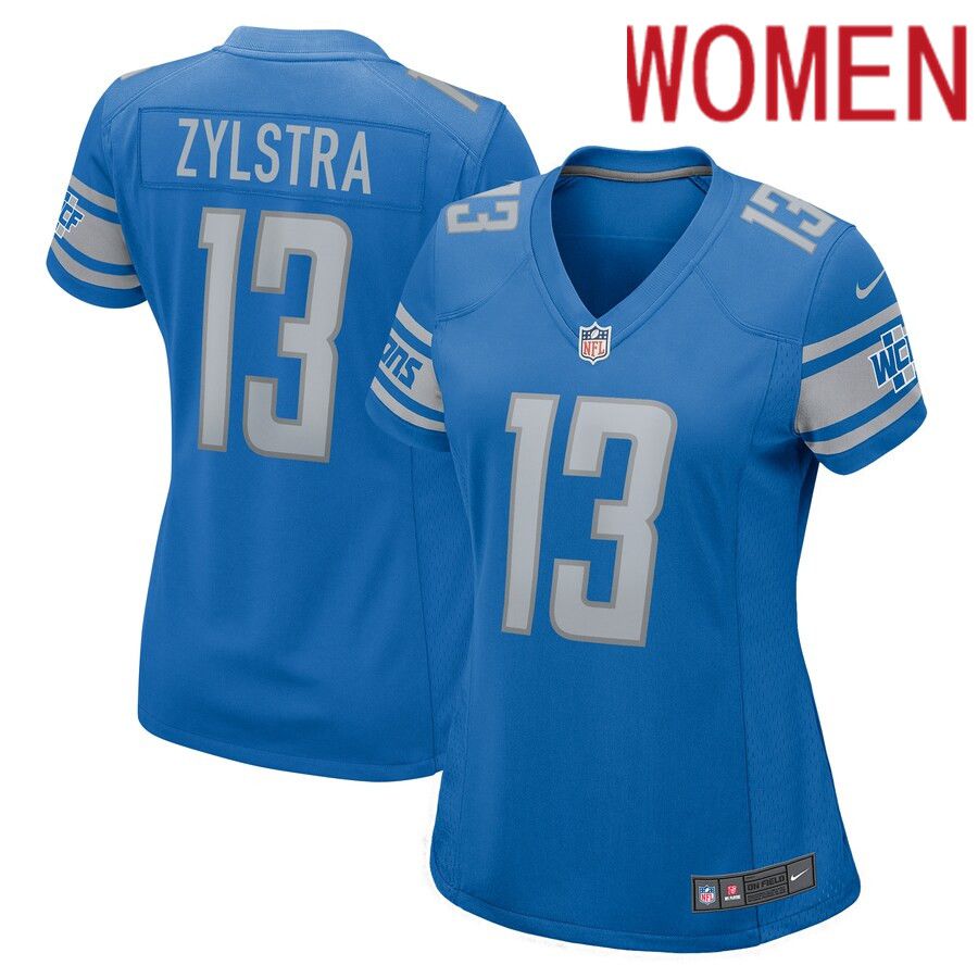 Women Detroit Lions #13 Brandon Zylstra Nike Blue Home Game Player NFL Jersey